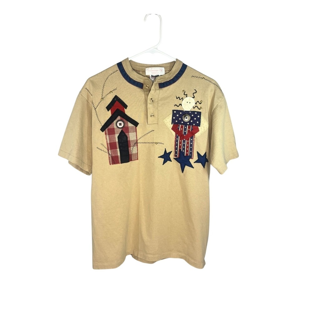 Women's Boutique‎ Style Patriotic 4th of July USA Made Shirt Folk Art M